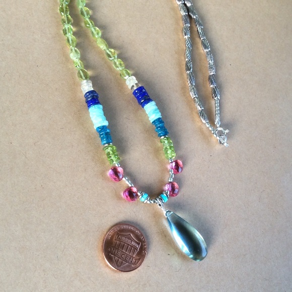 Handcrafted Sundance charm Sterling Silver Multi Stone Necklace Stunning NEW - Picture 6 of 10